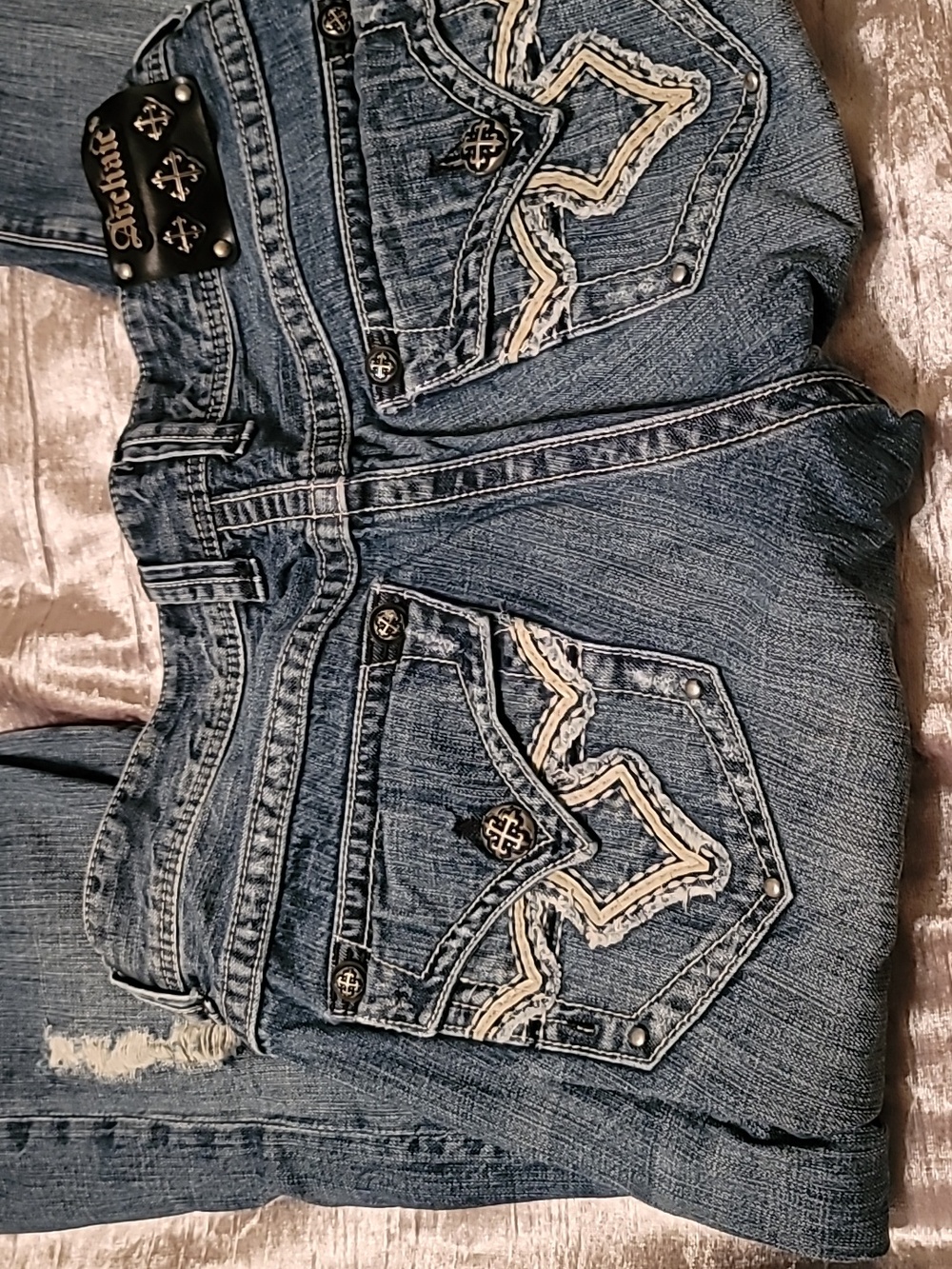 Men's Archaic 36 Boot Cut Jeans Flap Back Pockets